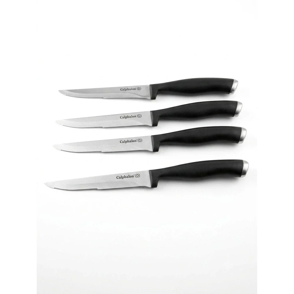 Calphalon 4.5 Serrated Steak Knives Black Comfort Grip Handles Replacement Set 4